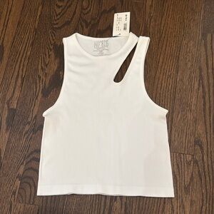 White Crop Cutout Tank Top
